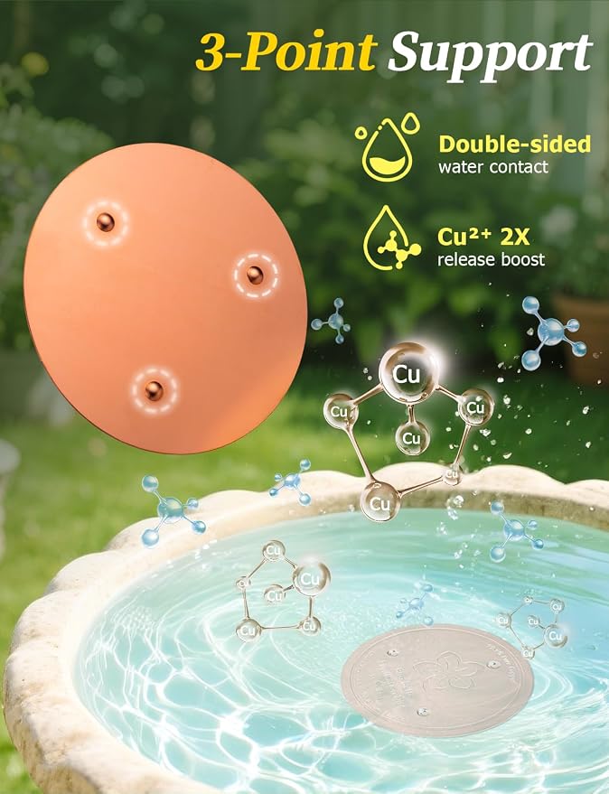 Mellbree Bird Bath Copper Disk, 0.6mm Reinforced 99.99% Pure Copper Cleaning - Image 5
