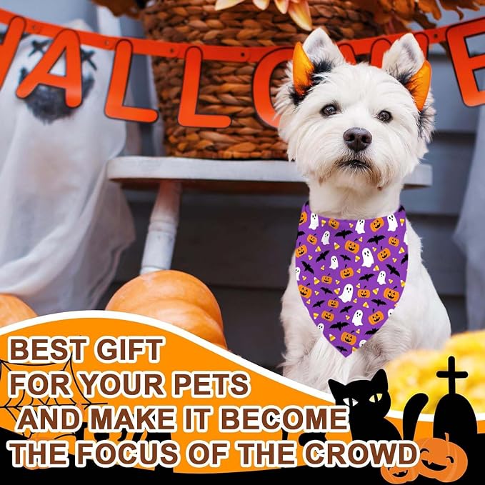 Holiday Dog Bandanas 4 Pack, Halloween Thanksgiving Christmas New Year - Image 4