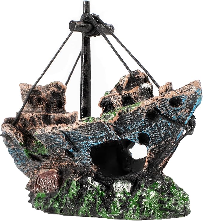 Raeasily Fish Tank Decoration Aquarium Accessories, Shipwreck Decor, Resin by Raeasily