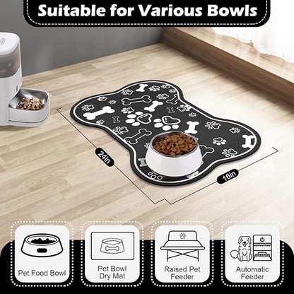 Dog Cat Food Mat, Rapid Absorbent Pet Feeding Mat, Bone Shaped Dog Placemat - Image 6