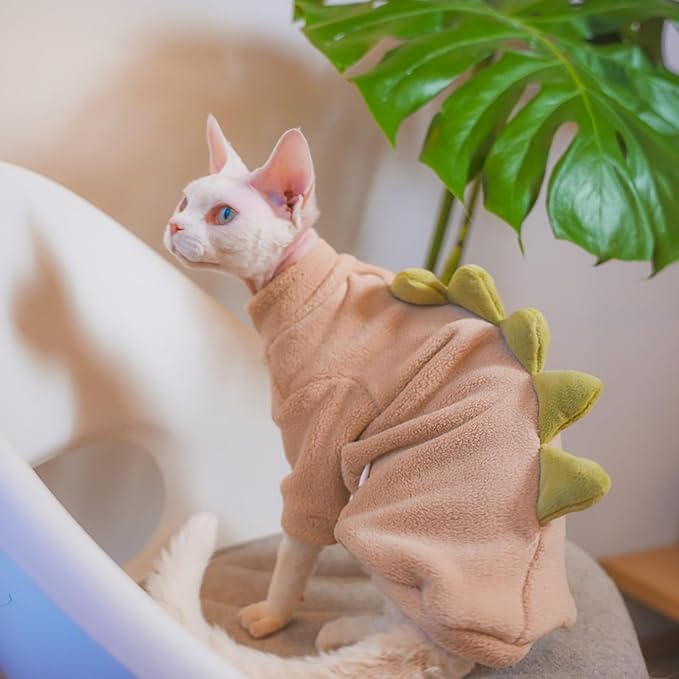 Dinosaur Sphynx Cat Clothes, Soft Polar Fleece Sweater - Image 6