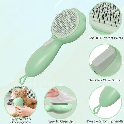 GJEASE Cat Grooming Glove Brush, Self-Cleaning Slicker Pet Brush - Image 3