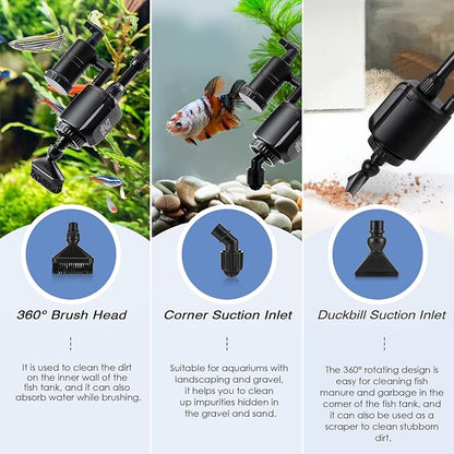 AQQA Electric Aquarium Gravel Cleaner, 6 in 1 Automatic Fish Tank Cleaning - Image 3