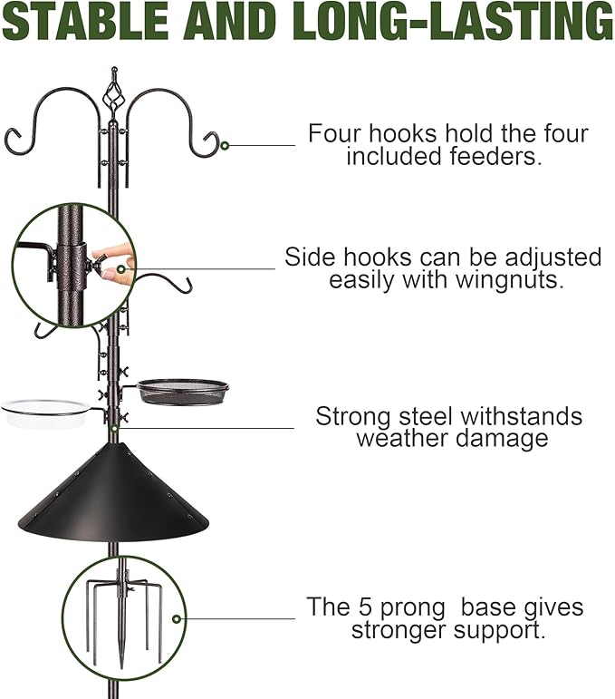 ERYTLLY Bird Feeders Bird Feeding Station Kit Bird Feeding Pole Wild Bird - Image 4