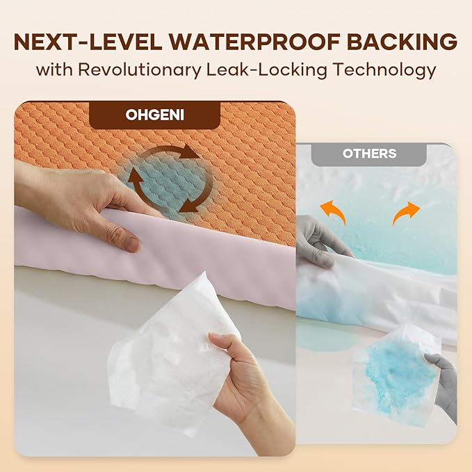 OhGeni 100% Waterproof Mattress Protector, Queen Size Mattress Soft Pad - Image 3