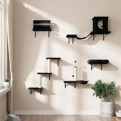 NUNU LAB Cat Wall Shelves Set, Scratching Post, Wall Shelves by NUNULAB