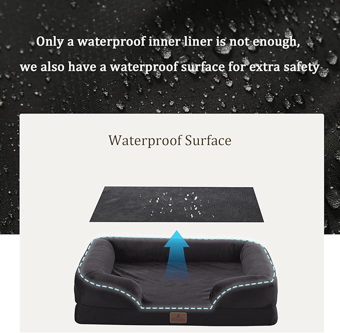 Bedfolks Orthopedic Dog Bed Extra Small, Waterproof Dog Sofa Bed - Image 3