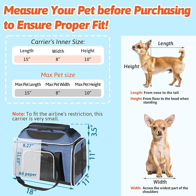 Petskd Top-Expandable Pet Carrier 18x11x11 Inches Delta American United Airline - Image 3