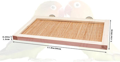 11.8×7.1 Inches Bird Perch Stand Platform, Natural Wooden and Bamboo Small - Image 6