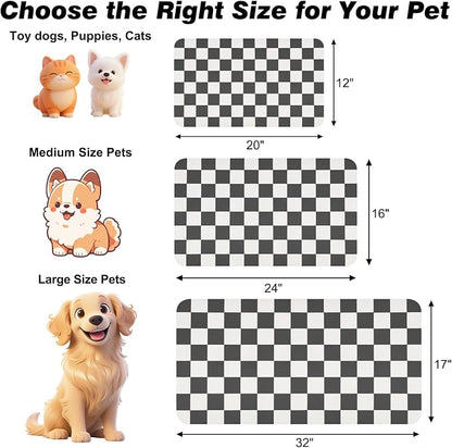 Checkered Dog Food Mat, Absorbent Leak-Proof Pet Feeding Mat, Quick Dry Cat - Image 2