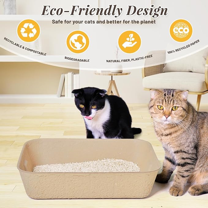 10 Pack Disposable Cat Litter Boxes, Durable Leak-Proof Cardboard Kitty Litter - Image 6