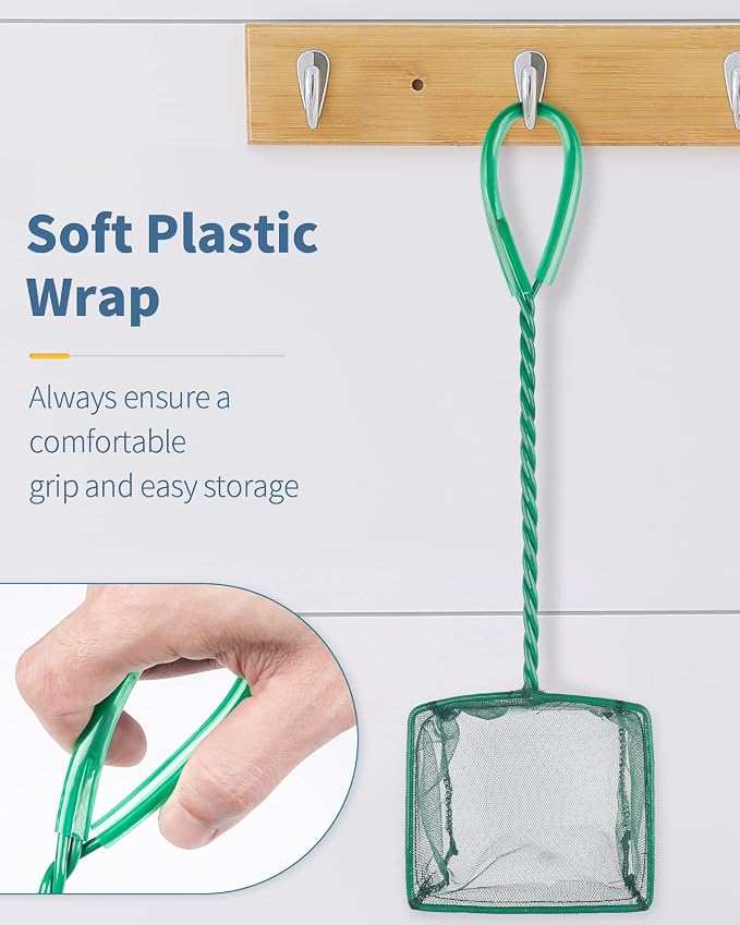 Pawfly Aquarium Fish Net with Braided Metal Handle Square Net with Soft Fine - Image 6