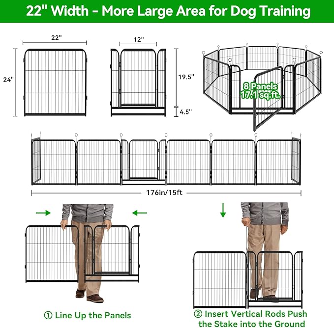Puppy Playpen 8 Panels Small Dog Fence Outdoor Indoor Use 24" Height Anti-Rust - Image 4