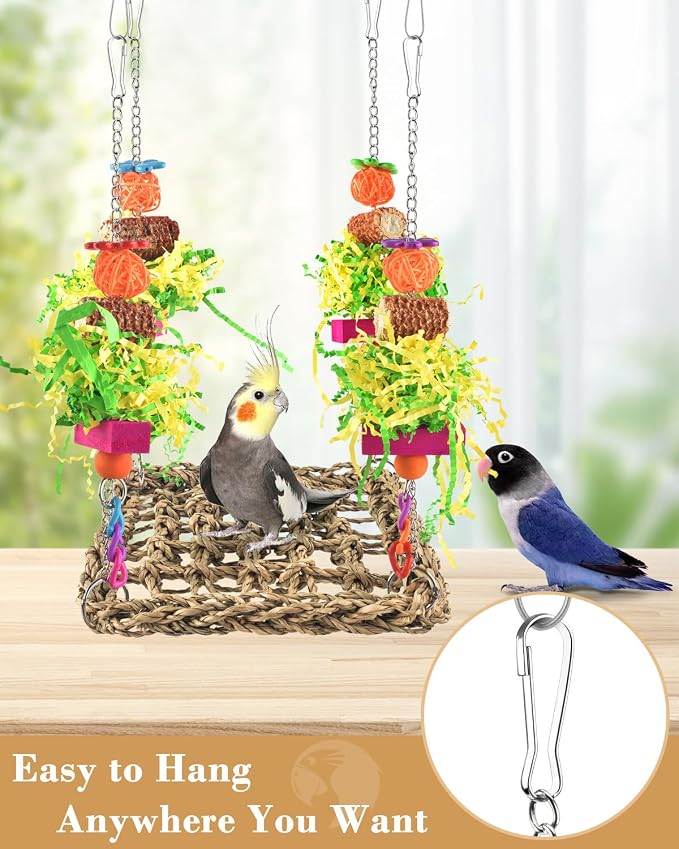 ERKOON Conure Toys, Bird Cockatiel Toys Foraging Swing Mat Parrot Climbing - Image 6