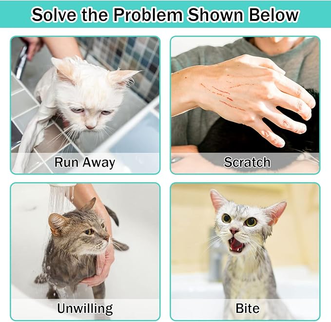 JULMELON Cat Washing Bag 10 PCS Set, Adjustable Cat Shower Net Bag and Pet - Image 5