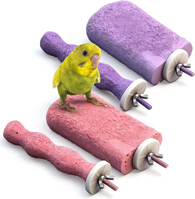 Soulchen 4 Pcs Bird Beak Grinding Calcium Stone Perches Large 4.8 Inch Parrot by Soulchen