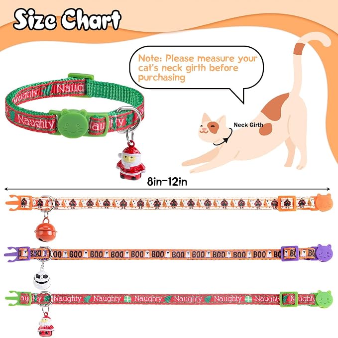 Christmas Cat Collar with Bells, Thanksgiving Cat Collar Breakaway, Halloween - Image 5