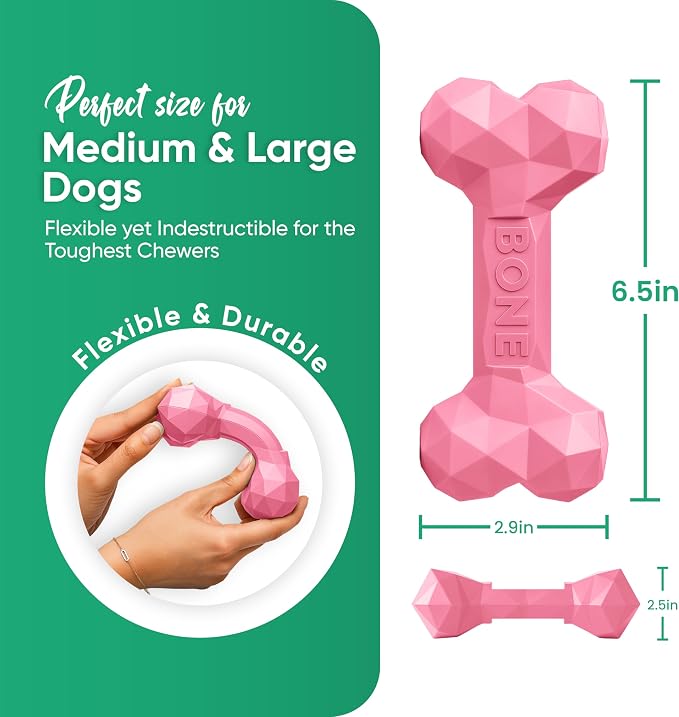 Natural Rubber Dog Chew Bone – Treat-Dispensing, Tough & Indestructible Chew - Image 2