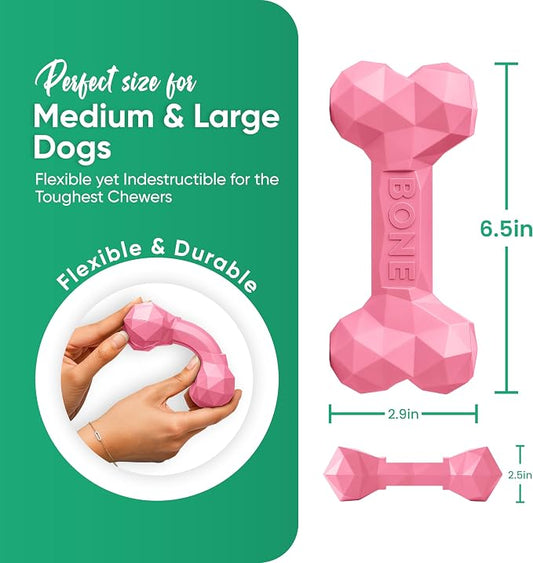 Natural Rubber Dog Chew Bone – Treat-Dispensing, Tough & Indestructible Chew - Image 2
