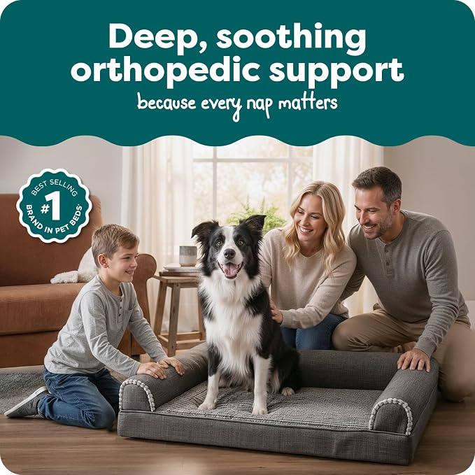 Furhaven Orthopedic Dog Bed for Large/Medium Dogs w/ Removable Bolsters & - Image 2