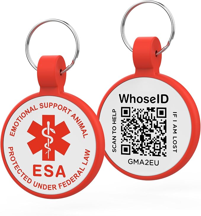 ESA Dog Tag, QR Code Dog Tag, Modifiable Free Pet Online Profile, Scannable QR by WhoseID