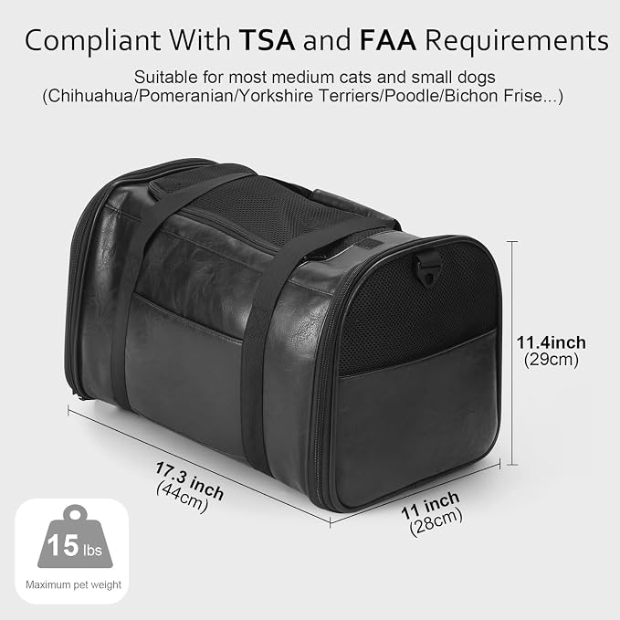 Fashion Leather Dog Carrier Cat Carrier Airline Approved Pet Carrier - Image 2