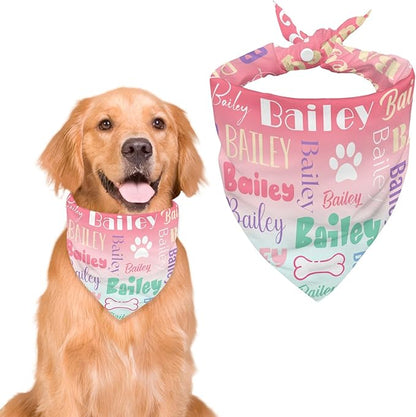 Personalized Dog Bandanas Custom Neckwear Name Button Anti-loosening Dog Scarf by Unknown