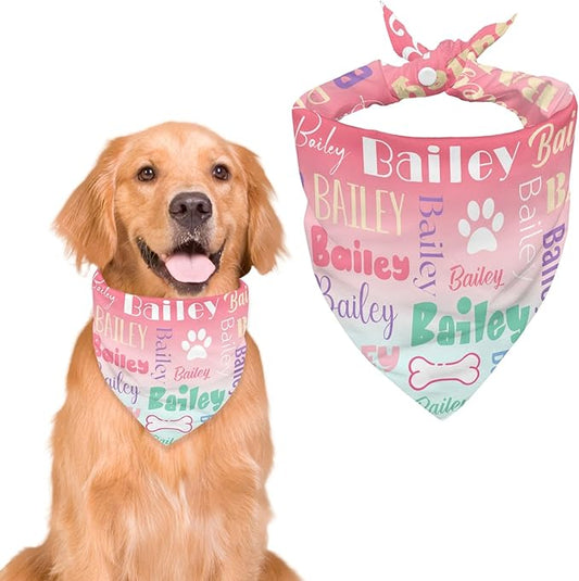 Personalized Dog Bandanas Custom Neckwear Name Button Anti-loosening Dog Scarf by Unknown