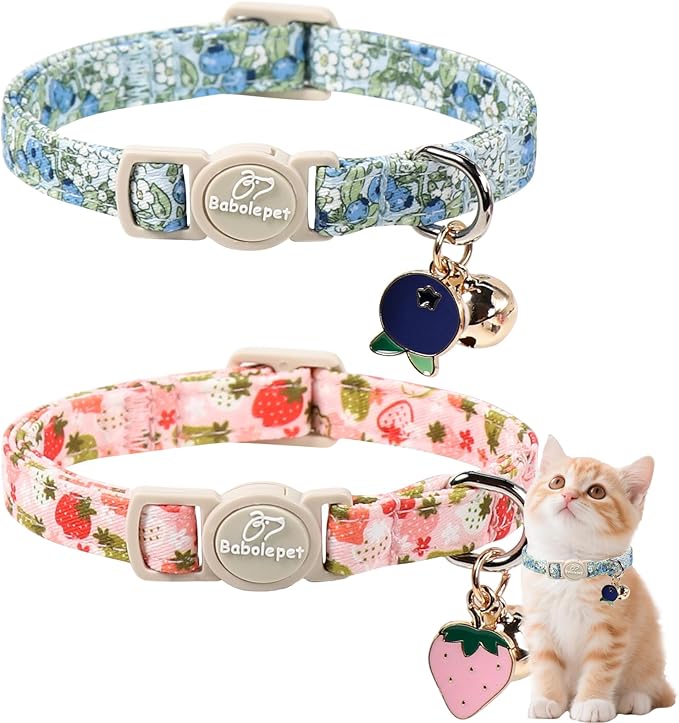 2 Pack Spring Summer Cat Collars by Babolepet