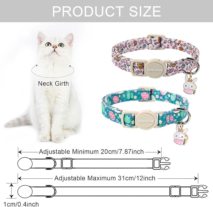 Lionet Paws 2pcs Pack Easter Cotton Cat Collar, Breakaway Buckle - Image 5