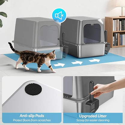 Enclosed Stainless Steel Cat Litter Box - Image 6