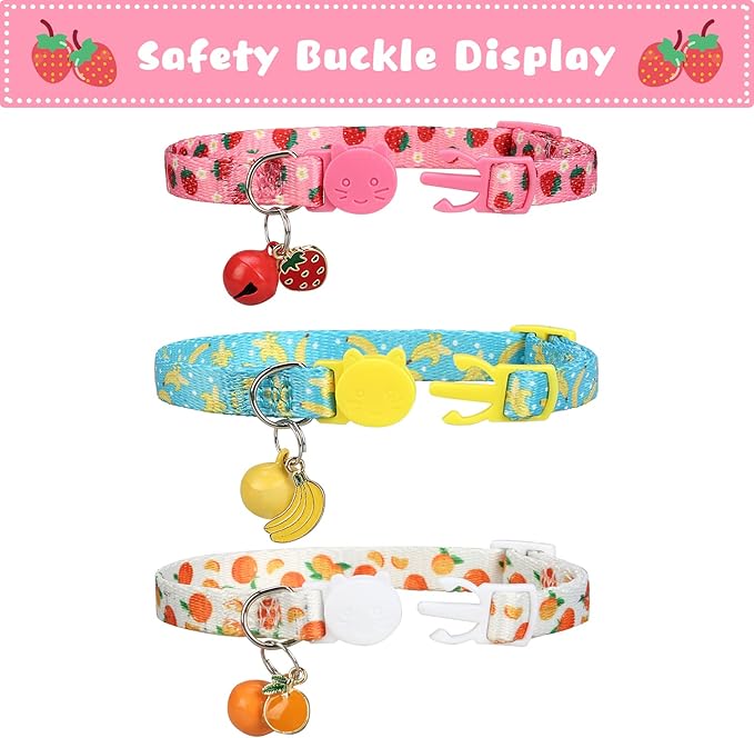 Breakaway Cat Collars with Bell & Cute Pendants, 3 Pack Safety Buckle Kitten - Image 2