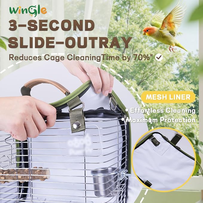 Bird Carrier Travel Cage 12in Small Bird Cage 4 in 1 Bird Backpack - Image 4