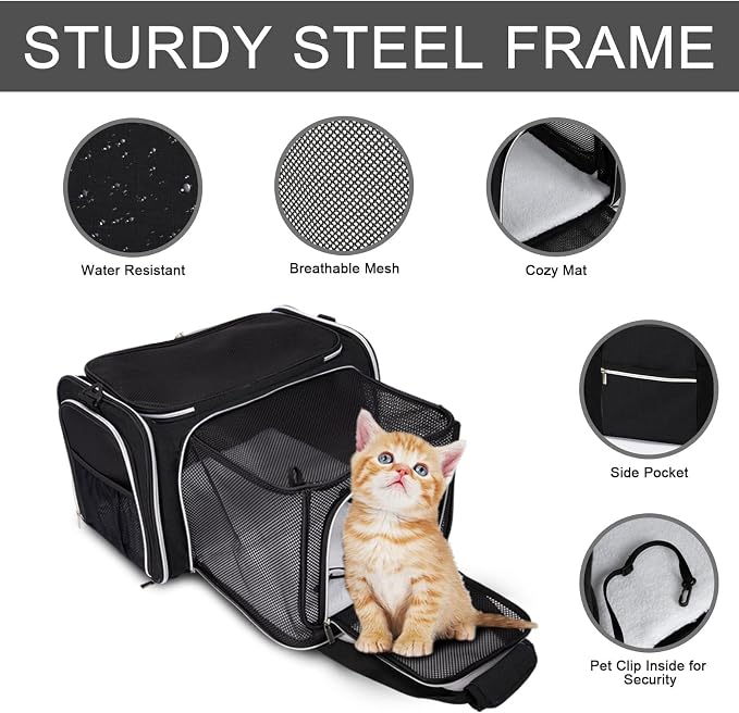 BAGLHER Cat Carrier Bag, Airline Approved Pet Carrier Soft Side Pet Travel 5 - Image 3