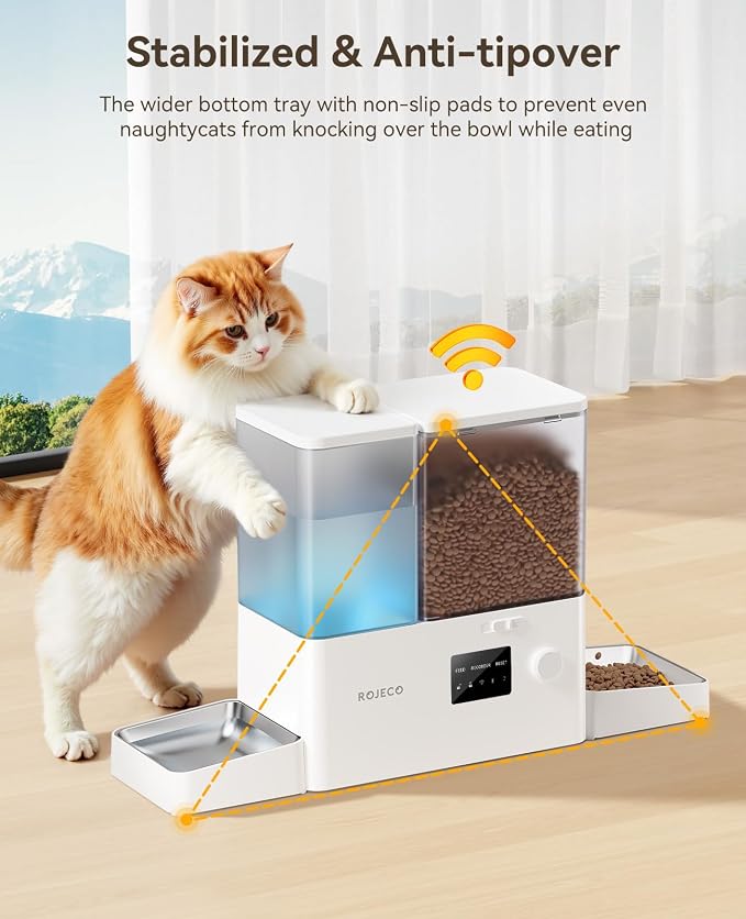 Rojeco 36Cups/8.5L WiFi Automatic Cat Feeder and Gravity Water Dispenser - Image 7