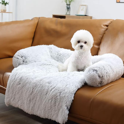 HACHIKITTY Calming Pet Sofa Bed Mat, Washable Plush Couch Cover - Image 6