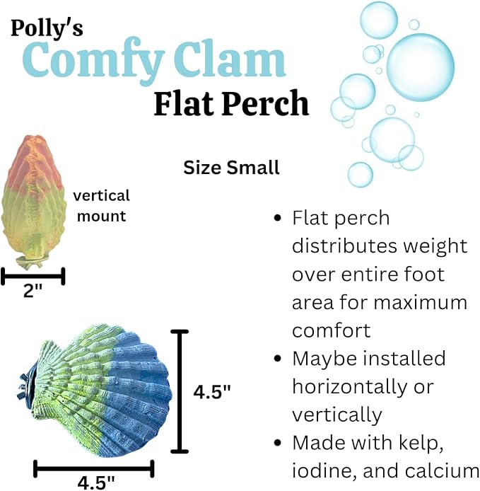 Polly's Comfy Clam Parrot Cage Flat Bird Perch - Image 4