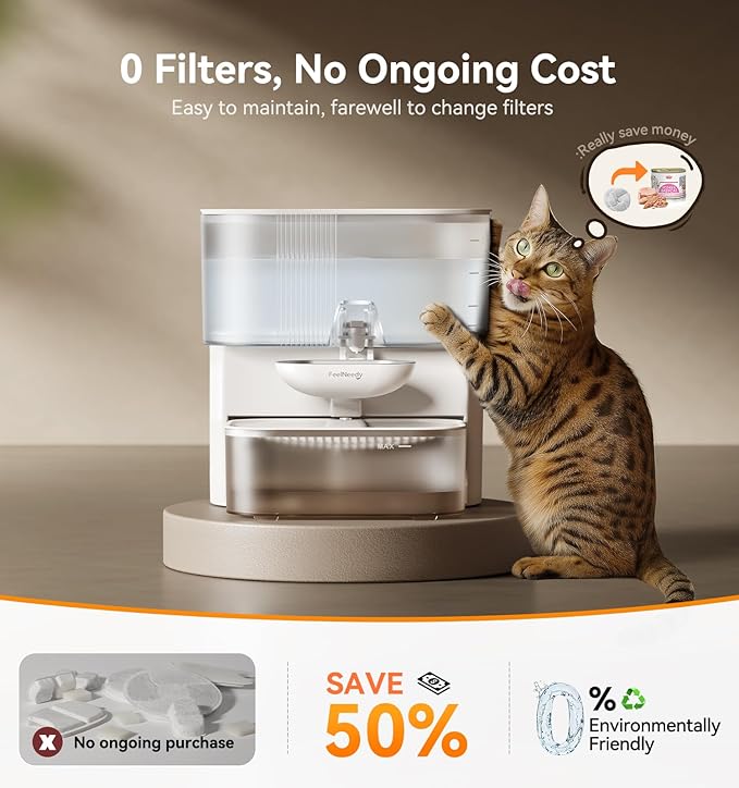 Wireless Cat Water Fountain No Filters, Wastewater Separation, FEELNEEDY - Image 3