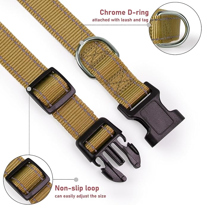 Reflective Dog Collar with Buckle Adjustable Safety Nylon Collars - Image 3