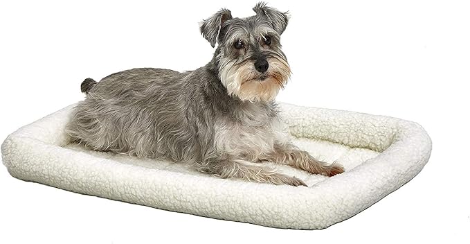 MidWest Homes for Pets QuietTime Dog Bed – White Fleece Bolster, Ultra-Soft and by MidWestHomesForPets