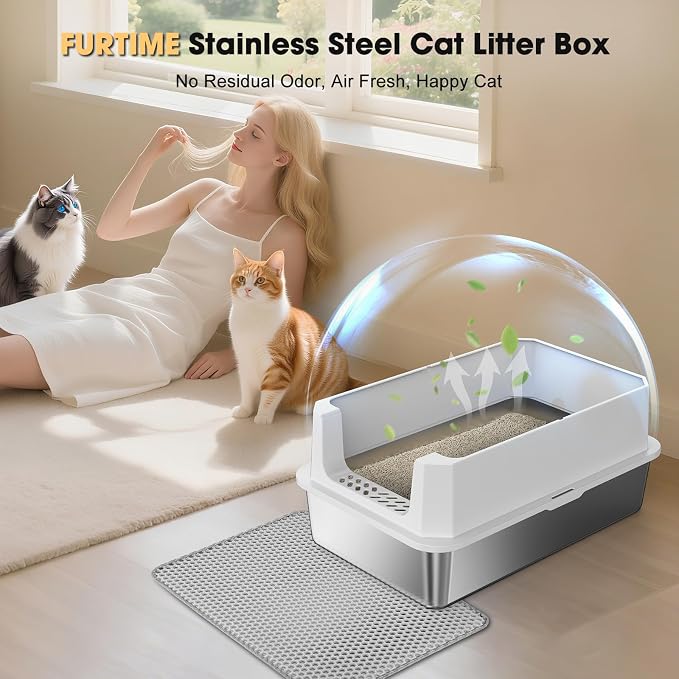 FURTIME Stainless Steel Litter Box - Image 8