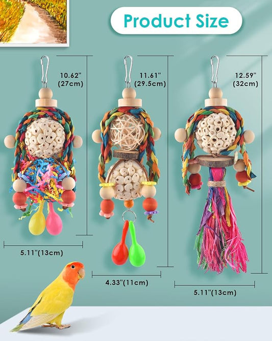 Bissap 3PCS Bird Parrot Foraging Shredder Hanging Toys Sola Balls - Image 2