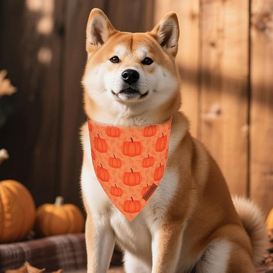 PTDECOR Thanksgiving Fall Dog Bandanas, Happy Thanksgiving Pumpkin Triangle - Image 2