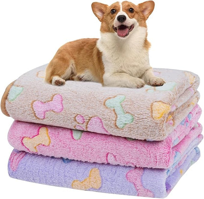 Dono 1 Pack 3 Dog Blankets, Soft Fluffy Fleece Pet Blanket Warm Sleep Mat Paw by Dono