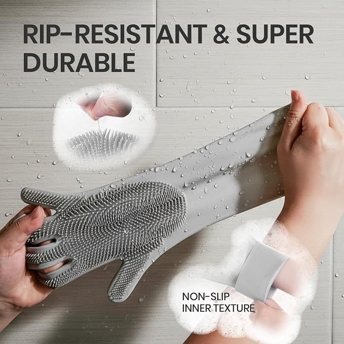 DELOMO Dog Washing Gloves with Comb: Soft and Gentle Silicone Pet Grooming - Image 3
