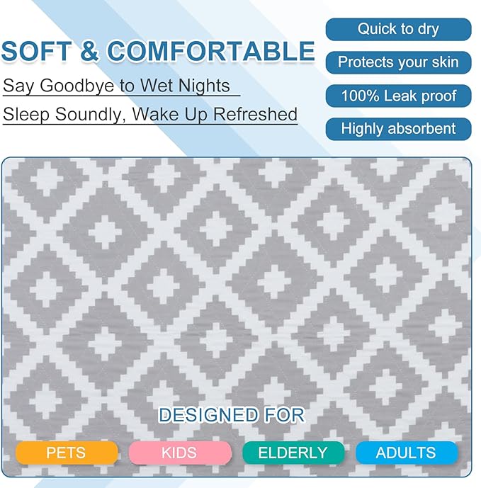 OUTCREATOR® Washable Bed Pads 34" x 36", Incontinence Mattress Protector - Image 5