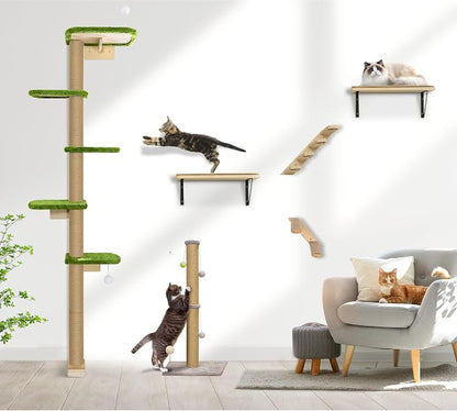 Floor to Ceiling Cat Tree for Kittens, Wall Mounted Cat Wall Furniture - Image 7