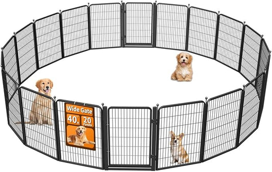 Dog Fence Outdoor Pens Outside, Portable Dog Play Pen 40" H 20 Panels Pet by Unknown