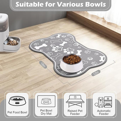 Dog Cat Food Mat, Rapid Absorbent Pet Feeding Mat, Bone Shaped Dog Placemat - Image 6
