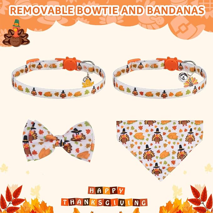 SCENEREAL Fall Thanksgiving Cat Bandana Collar - Image 5